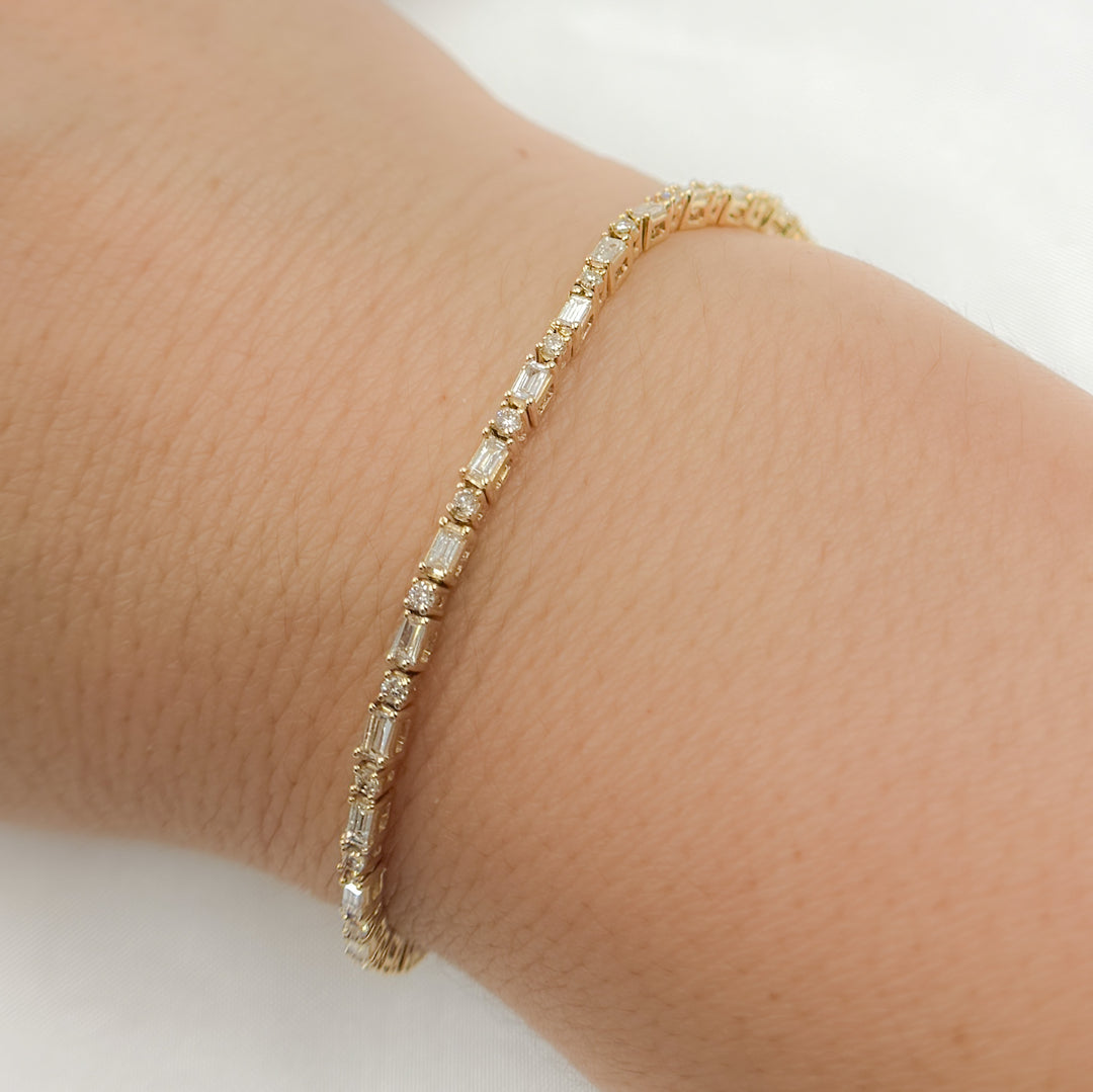 14k Solid Gold Diamond Baguette Bracelet. BTN65081