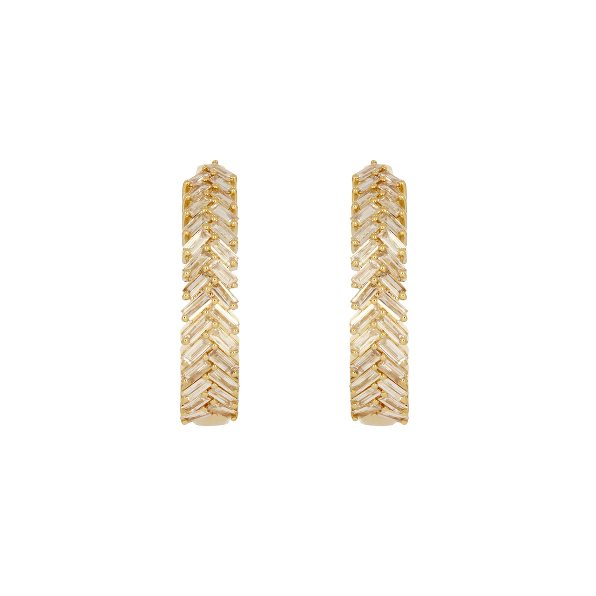 EHI57595. 14K Solid Yellow Gold Diamond Hoop Earrings