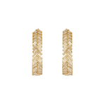Load image into Gallery viewer, EHI57595. 14K Solid Yellow Gold Diamond Hoop Earrings