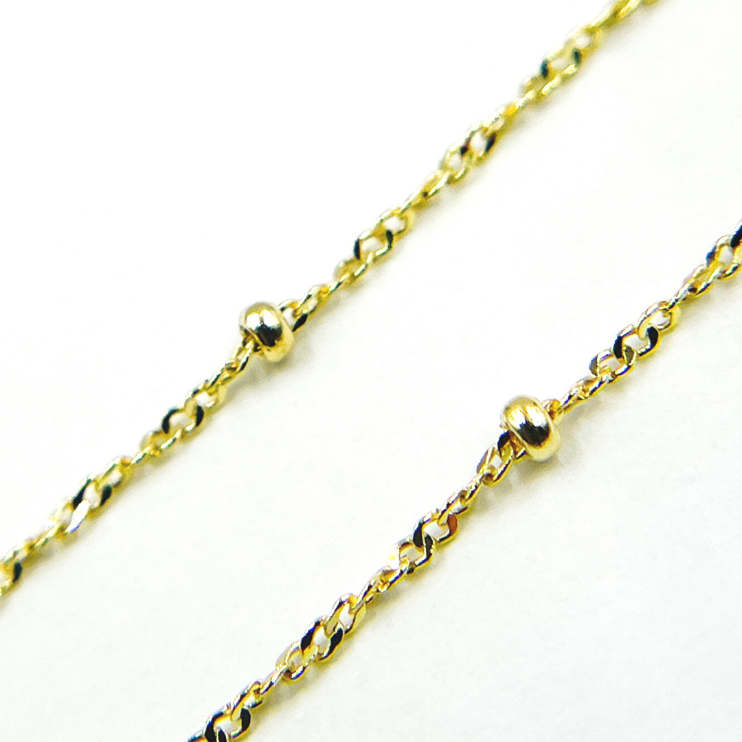 020GBLSIS4. 14K Solid Gold Wheat Satellite Chain