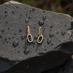 Load image into Gallery viewer, GER170. 14K Solid Gold Diamond Dangle Ovals Earrings