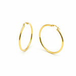 Load image into Gallery viewer, GER165. 14K Solid Gold Hollow Smooth Hoop