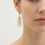 Load image into Gallery viewer, 15850022130. 14K Solid Gold Smooth and Textured Tube Hollow Oval Dangle Leverback Earrings