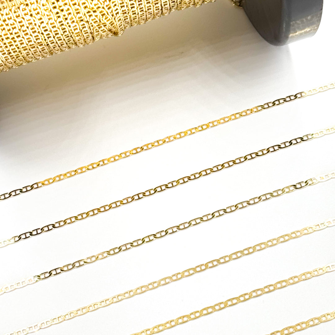 040FLP1BBT2byFt. 14k Solid Gold Flat Marina Link Chain