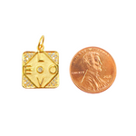 Load image into Gallery viewer, 14K Solid Gold Square Love Pendant with Diamonds. GDP181
