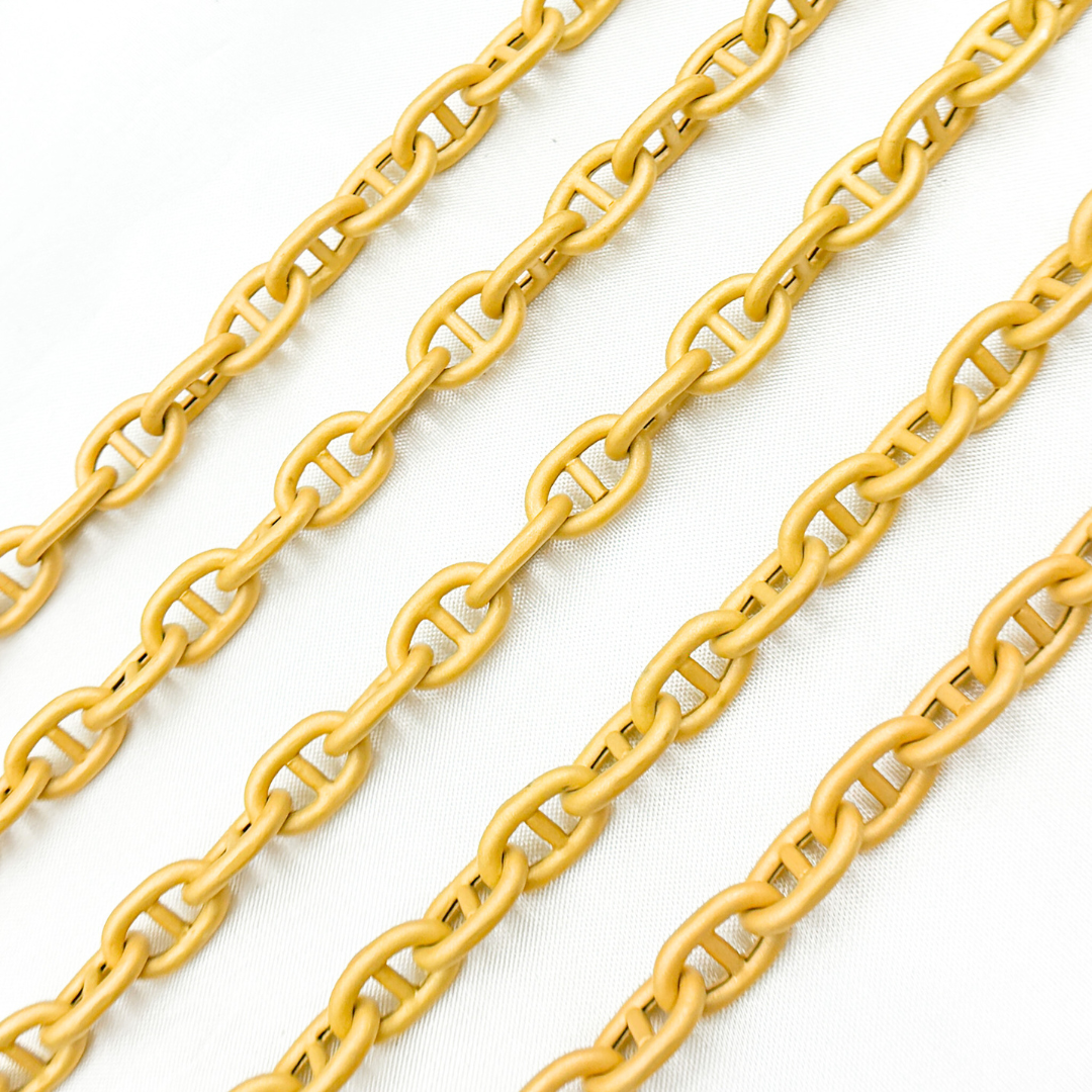 V81GPM. Gold Plated Matt 925 Sterling Silver Gold Plated Marina Chain