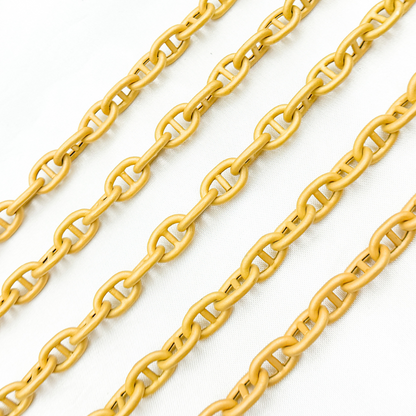 V81GPM. Gold Plated Matt 925 Sterling Silver Gold Plated Marina Chain