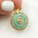 Load image into Gallery viewer, DP751A. Diamond Sterling Silver Round Enamel Pendant
