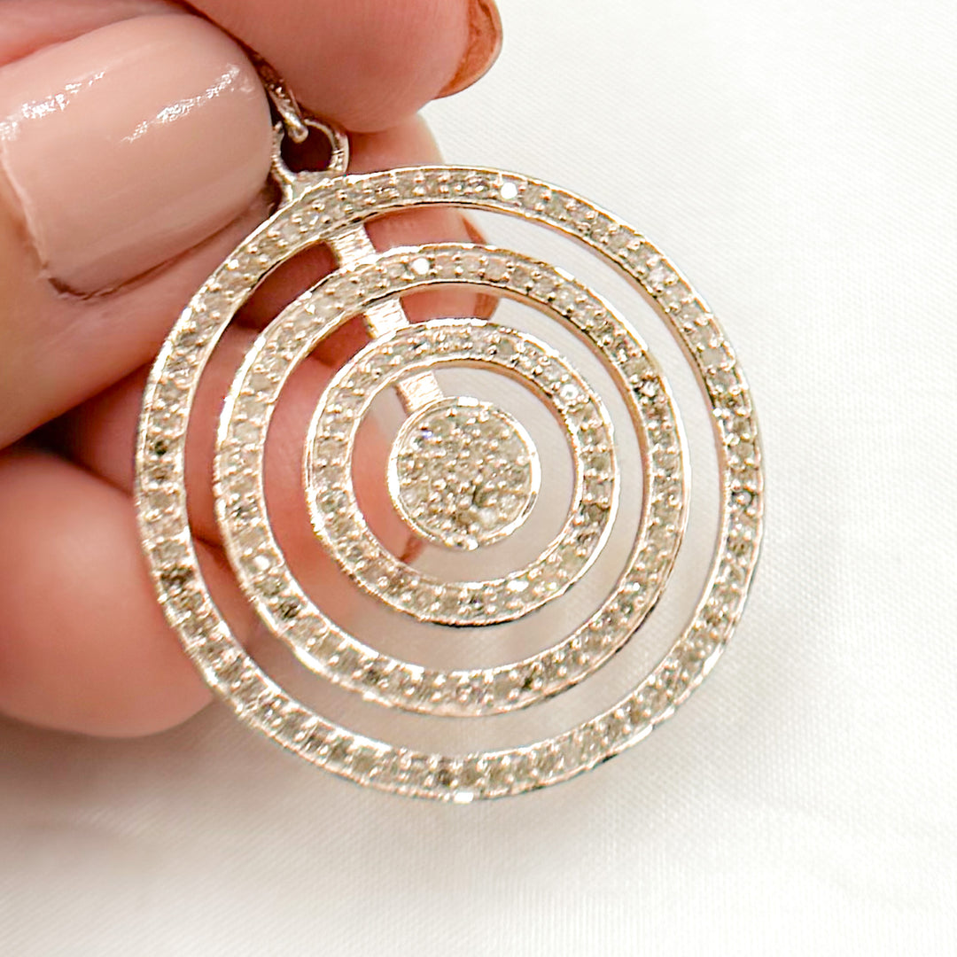 DP269. Diamond Sterling Silver Round Pendant