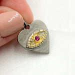 Load image into Gallery viewer, DC981. Diamond Sterling Silver Heart Eye Pendant with Gemstone
