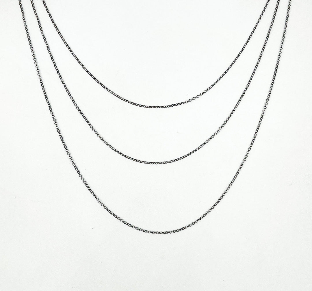 Black Rhodium 925 Sterling Silver  Cable Chain. V213OX