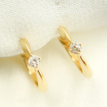 Load image into Gallery viewer, EHB56863. 14k Solid Yellow Gold Diamond Huggie Hoop Earrings
