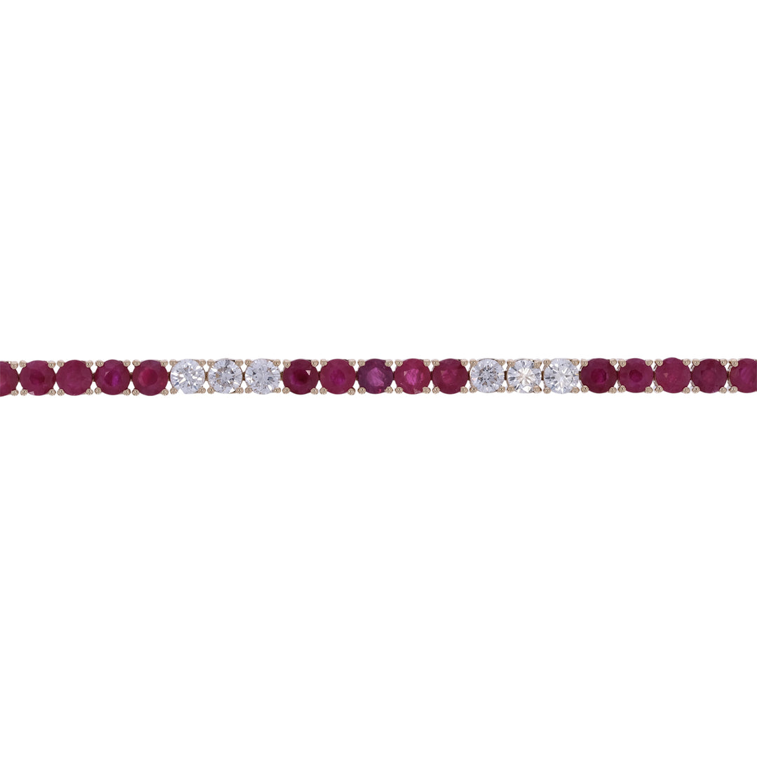 CB97388-3.5. 14k Solid Gold Diamond and Gemstone Tennis Bracelet