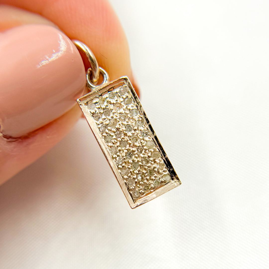 DC290. Diamond Sterling Silver Rectangle Charm