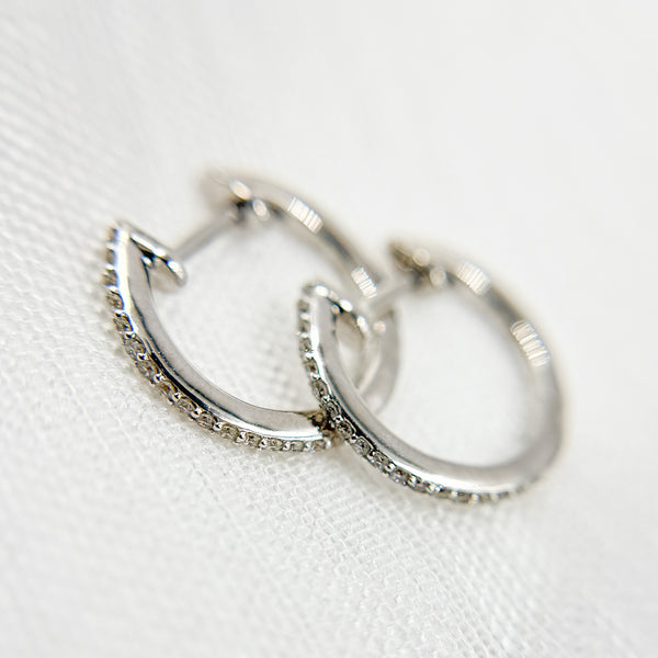 HP115334. 14K Solid Gold Diamond Huggies