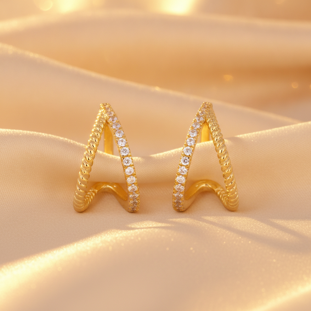 EFB53671. 14K Solid Rose Gold Diamond Stud Earrings