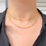14k Gold Paperclip Necklace. 