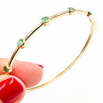 Load image into Gallery viewer, BNZ68414EM. 14K Solid Yellow Gold and Emerald Bangle
