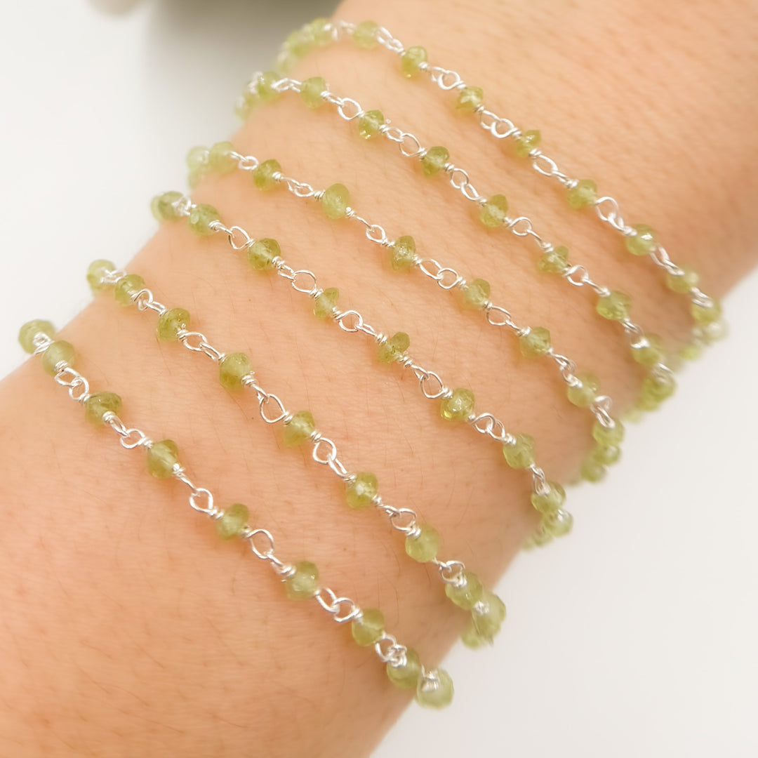 PER6. Peridot Gemstone Sterling Silver Wire Chain