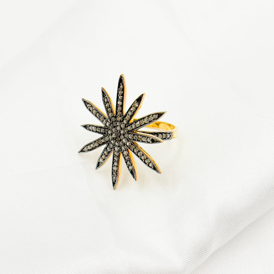 DR023. Diamond Sterling Silver Star Ring