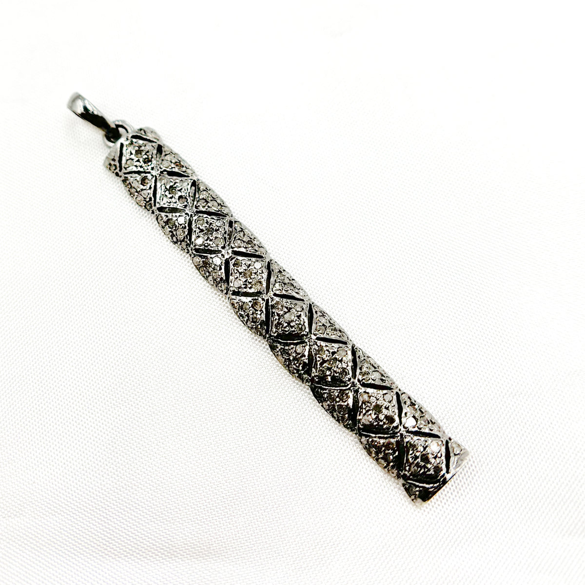 DP153. Diamond Sterling Silver Rectangle Pendant