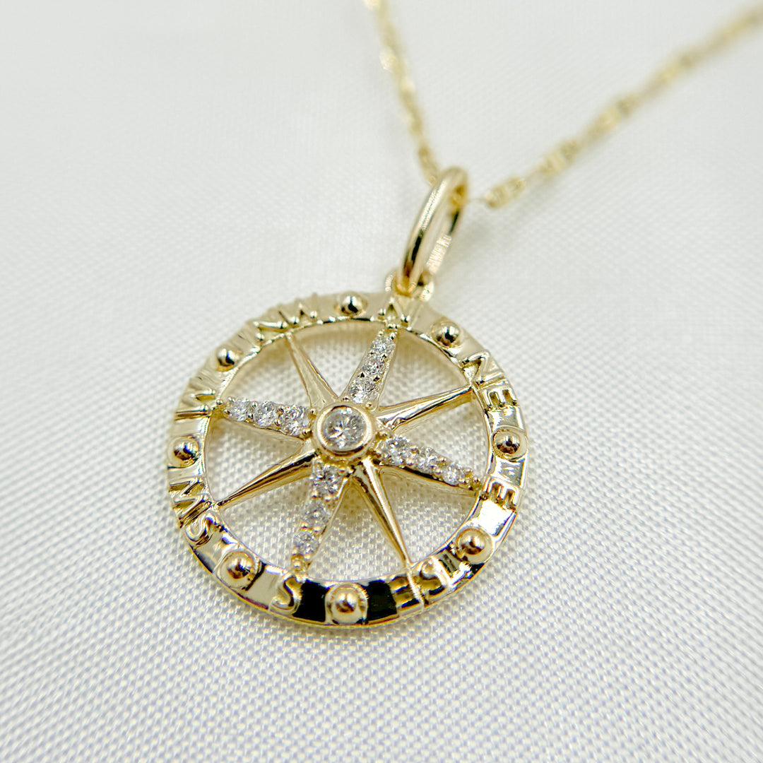 14k Solid Gold Diamond North Star Charm. PN417374