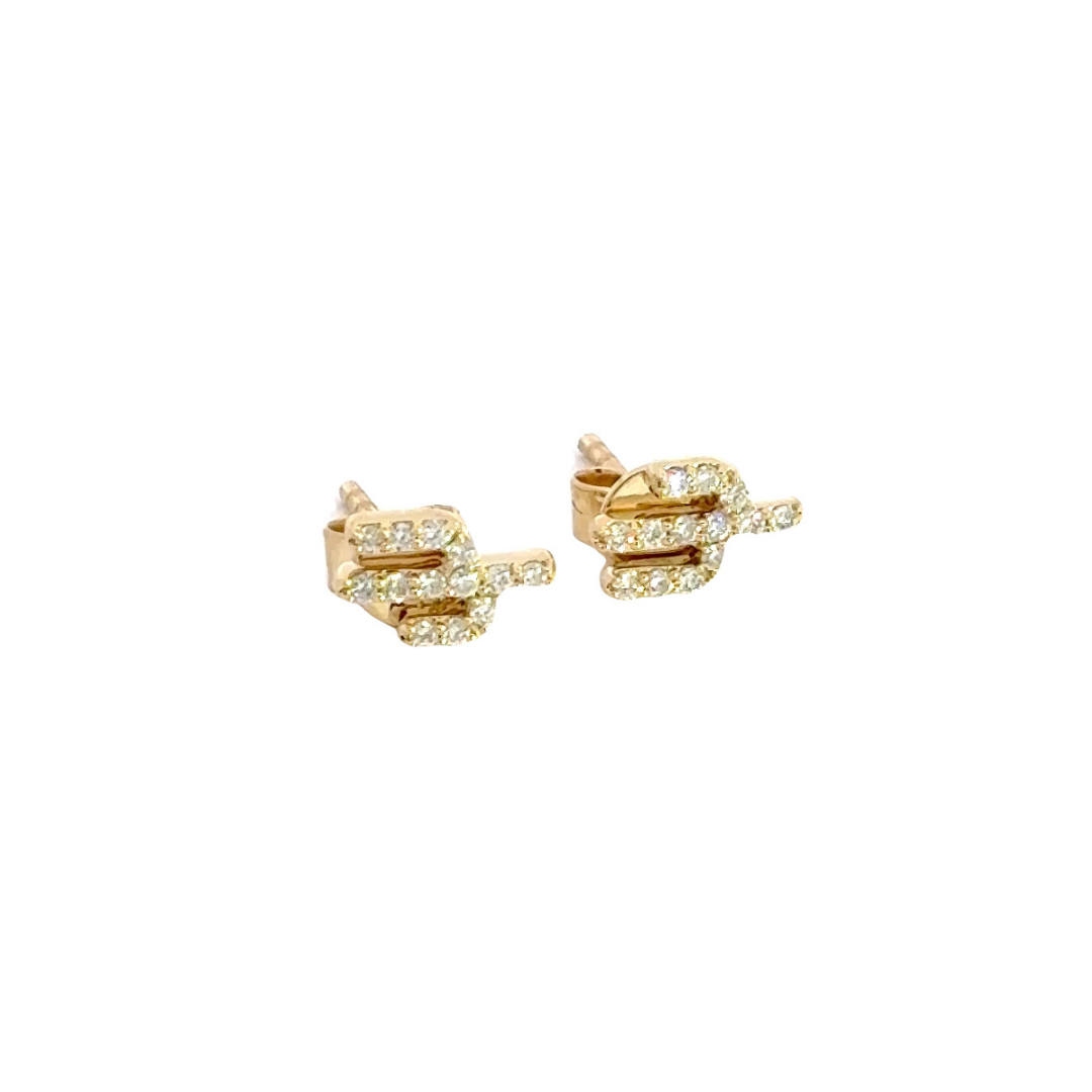 ER418012Y. 14k Solid Gold Diamond Cactus Studs Earrings