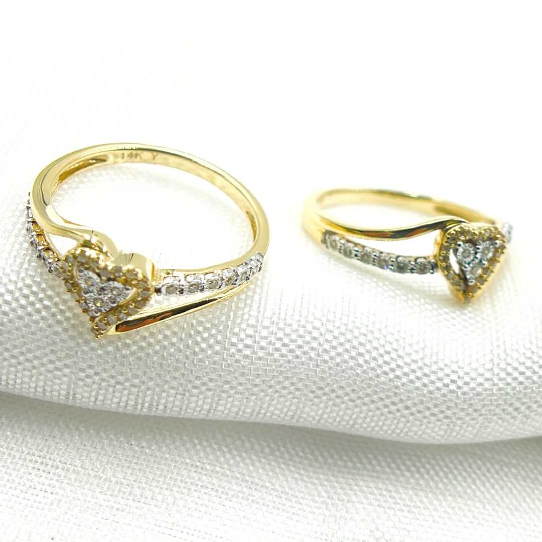 14K Solid Gold Diamond Heart Ring. RPB23608