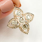 Load image into Gallery viewer, DP369. Diamond Sterling Silver Flower Pendant with Polki Diamonds
