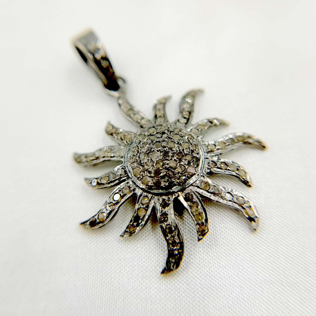 DP270. Diamond Sterling Silver Sun Pendant