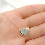 Load image into Gallery viewer, BR404085. 14K Solid Gold Diamond and Mother of Pearl Heart Necklace