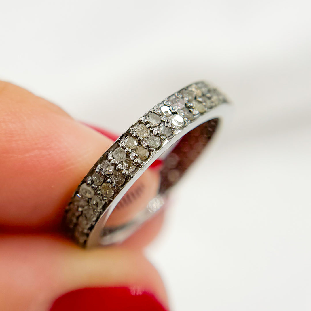 DE014. Diamond Black Rhodium Sterling Silver Ring