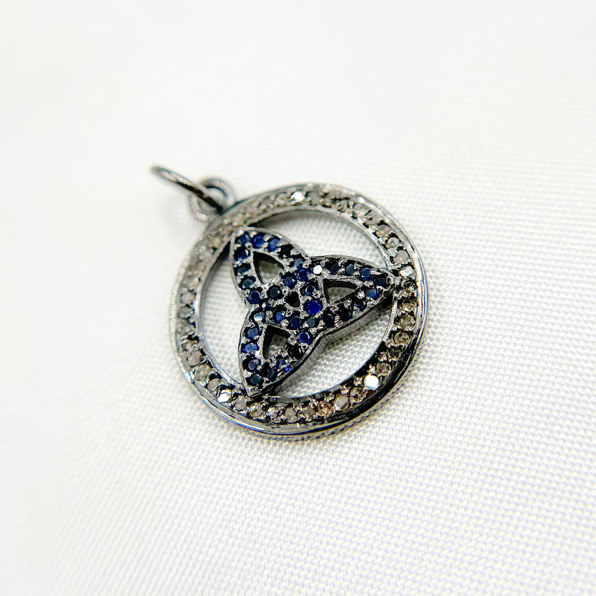 Diamond Sterling Silver Round Celtic Trinity Knot Pendant with Gemstone