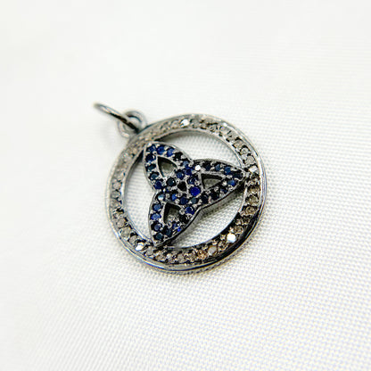 Diamond Sterling Silver Round Celtic Trinity Knot Pendant with Gemstone