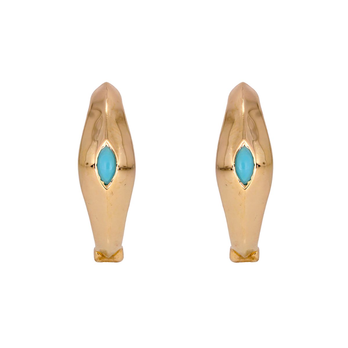 Buy 14K Solid Gold Turquoise Oval Hoops