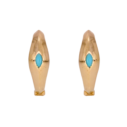 Buy 14K Solid Gold Turquoise Oval Hoops