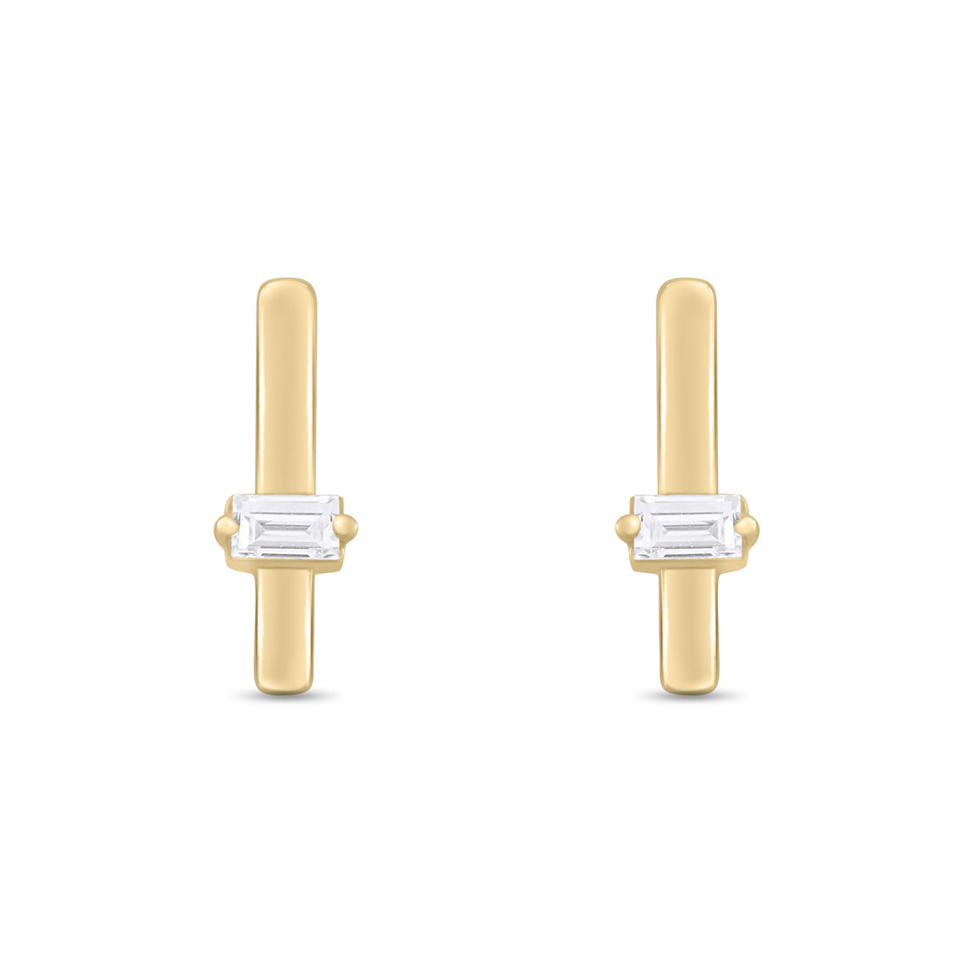 ER421150. 14K Solid Gold Diamond Bar Studs