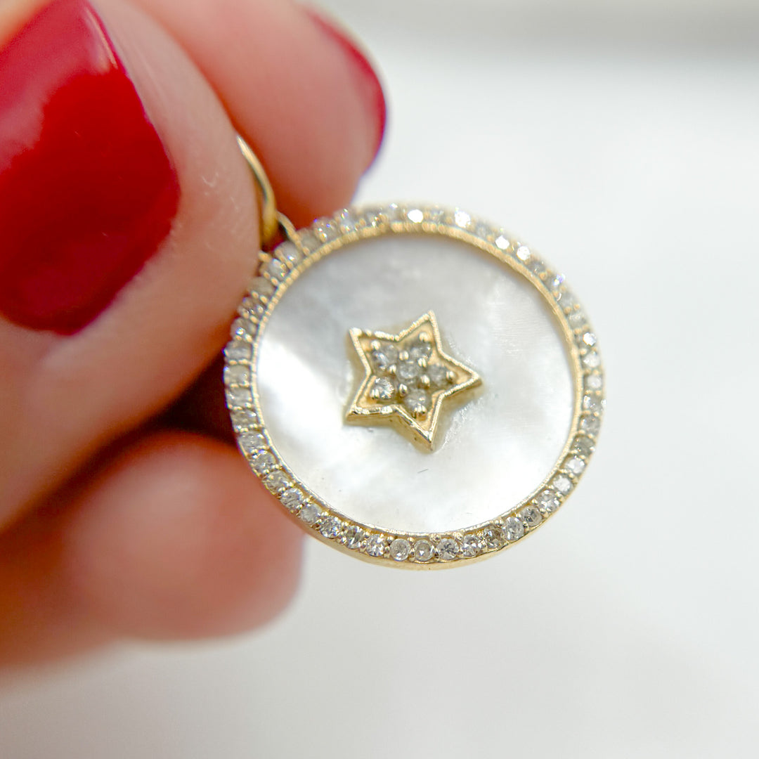 14K Solid Gold Circle Charm. KG147