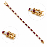 Load image into Gallery viewer, CB97274RU5X3. 14k Solid Gold Diamond and Pink Sapphire Tennis Bracelet