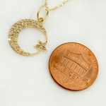 Load image into Gallery viewer, 14K Solid Gold Moon and Star Charm with Diamonds. GDP489
