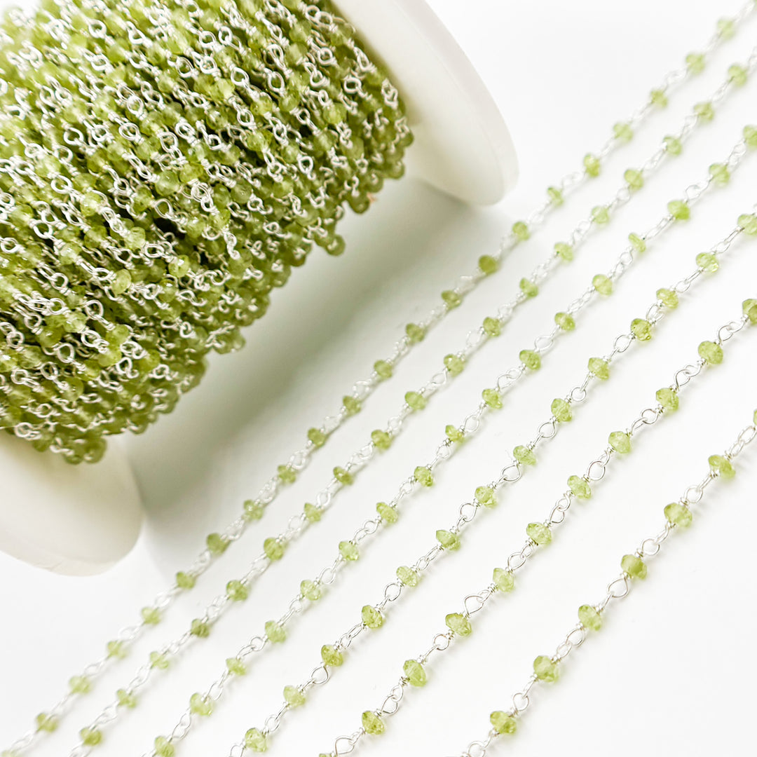 PER6. Peridot Gemstone Sterling Silver Wire Chain