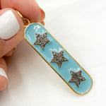 Load image into Gallery viewer, DP465A. Diamond Sterling Silver Oval Stars Enamel Pendant
