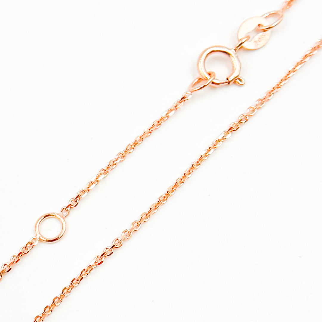 030R04T4J051RG. 14K Solid Rose Gold Diamond Cut Cable Chain with Extender