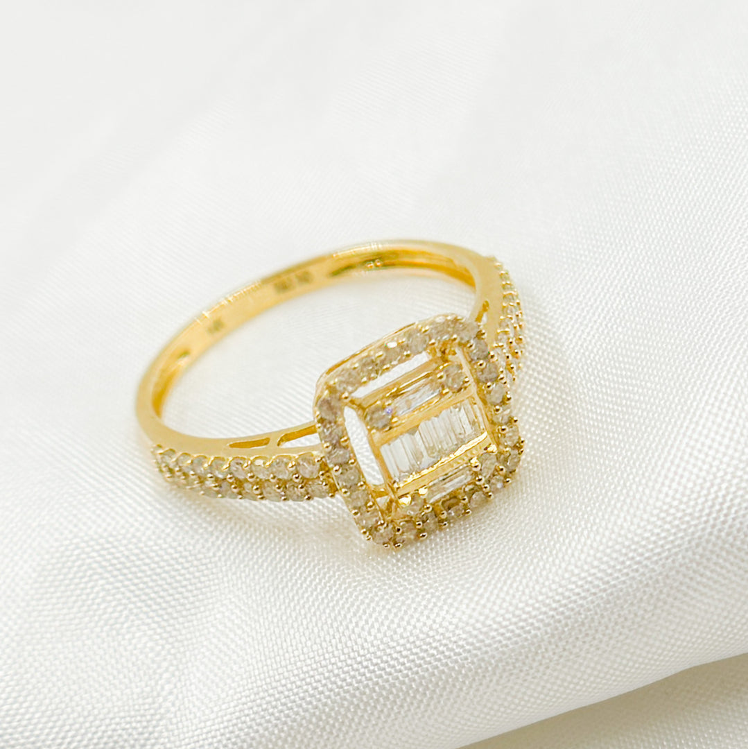 14K Gold Diamond Square Ring. TJ0005