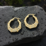 Load image into Gallery viewer, GER135. 14K Gold Hexagon Hollow Hoop Earrings