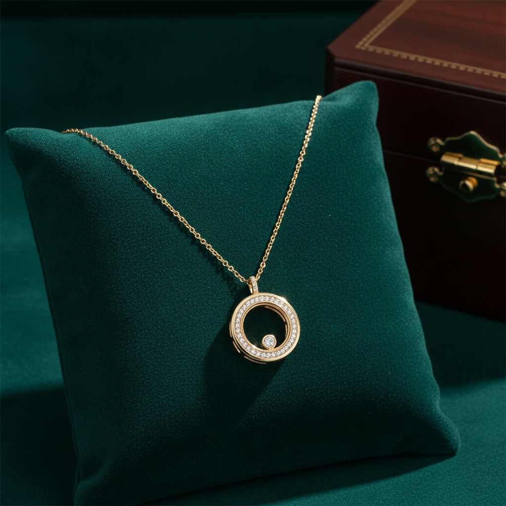 PHD38887. 14K Solid Yellow Gold Chopard Happy Diamond Necklace