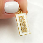 Load image into Gallery viewer, DC558A. Diamond Sterling Silver Rectangle Enamel Pendant
