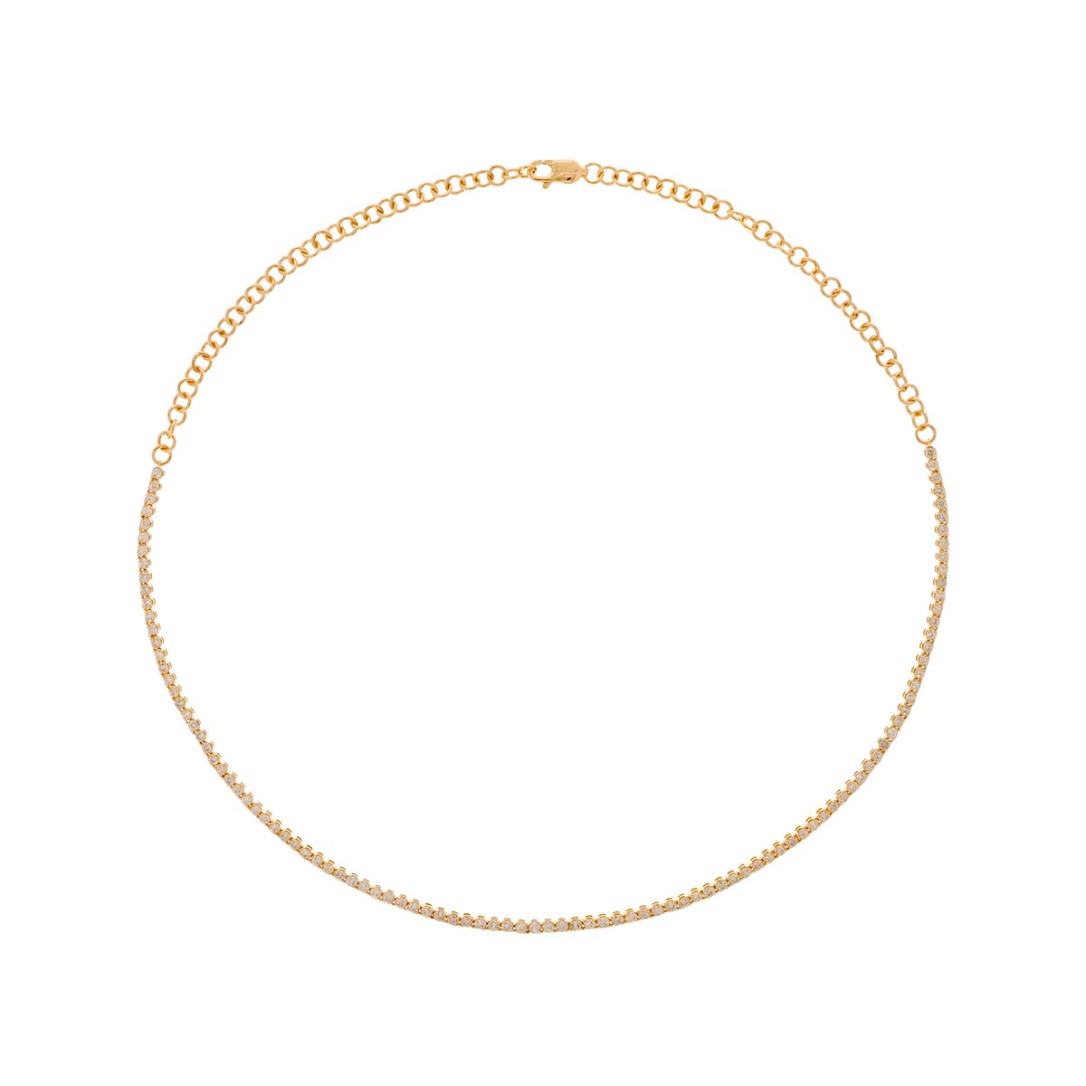 Solid Gold Diamond Tennis Choker Necklace