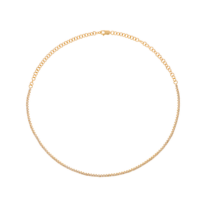 Solid Gold Diamond Tennis Choker Necklace