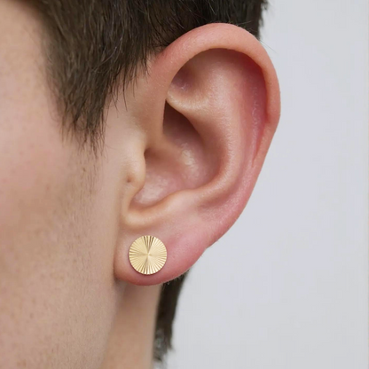 4K Solid Gold Circle Stud Earring